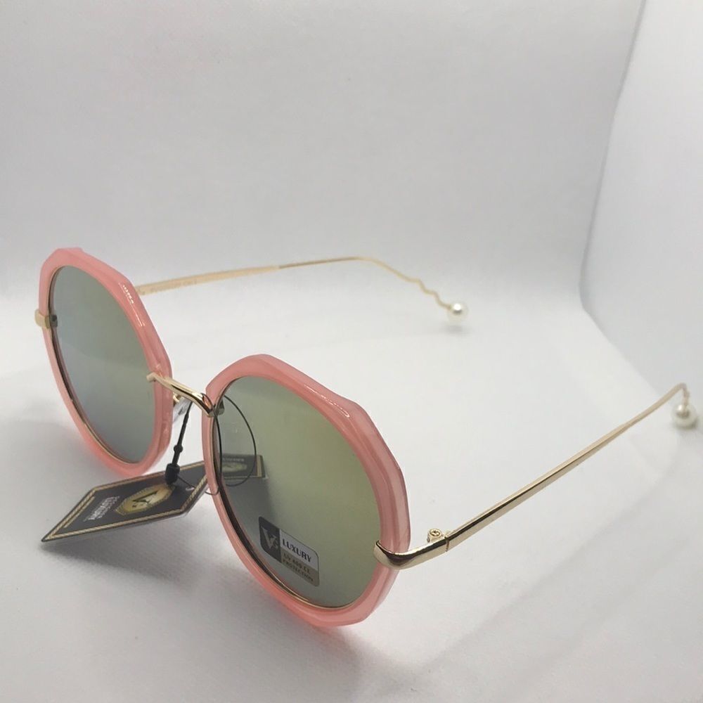 VG Round Pink Mirrored Lens Sunglasses